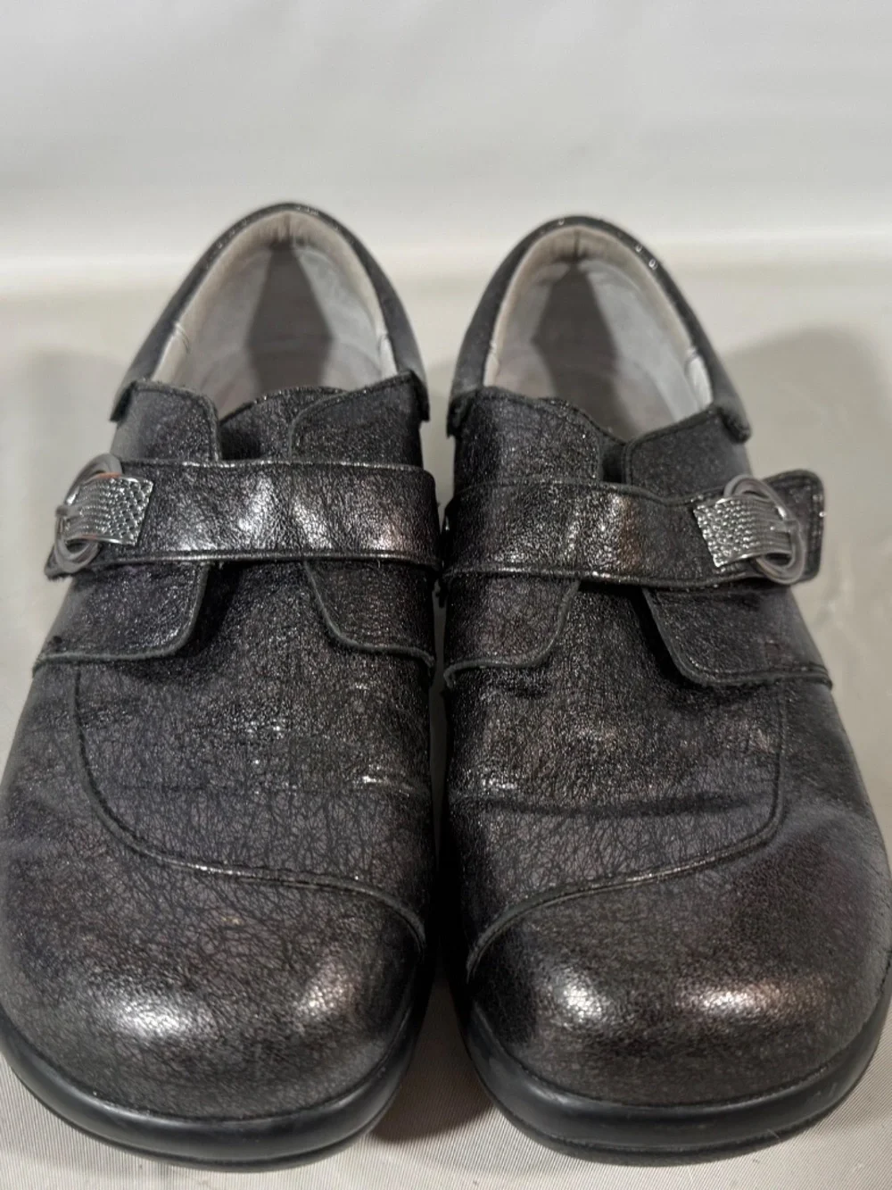 Alegria PG Lite Khloe Slip-On Black Metallic Nursing Work Shoes Size 37 (6.5-7)